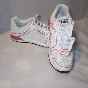 Versace Jeans Couture White & Pink Women's Sneakers Shoes Size 40 EU 9 US